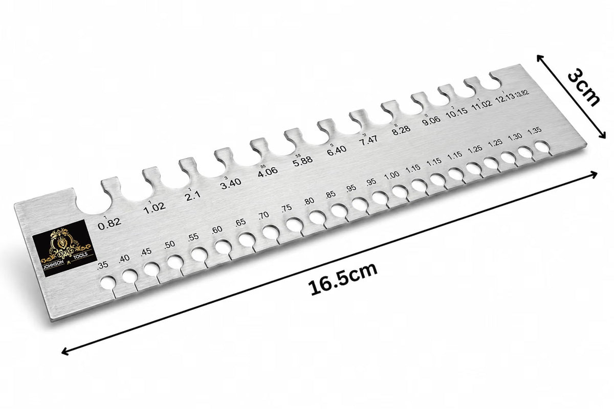 Johnson Tools Kristeel Rectangular Shape S.W.G. Wire Gauge/Sizer in British and Metric (Stainless Steel, Size- 1 to 36)