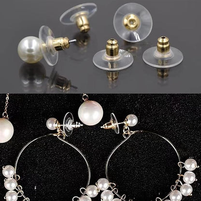 Johnson Tools Golden Bullet Clutch Earring Backs With Silicone Pad Earring Backings Studs/Push Button For Womens - 100 Pcs