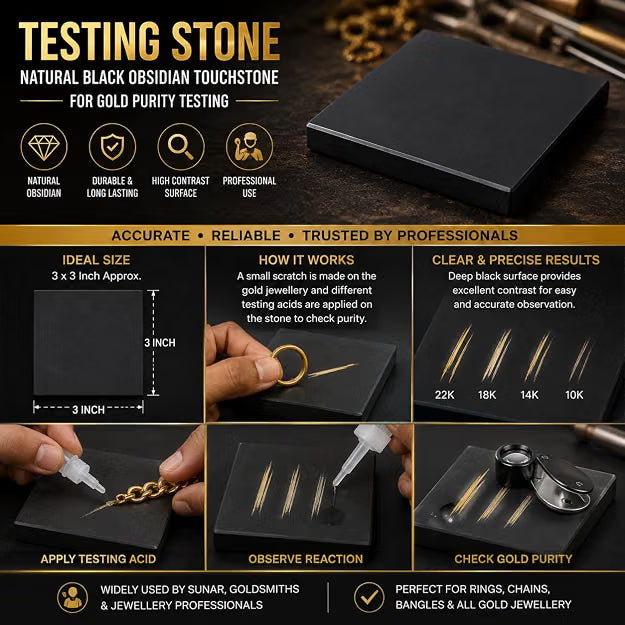 Johnson Tools Gold Testing Stone or Natural Obsidian (Shape-Square, Color-Black, 3x3x0.6)