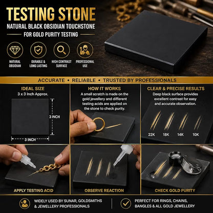 Johnson Tools Gold Testing Stone or Natural Obsidian (Shape-Square, Color-Black, 3x3x0.6)