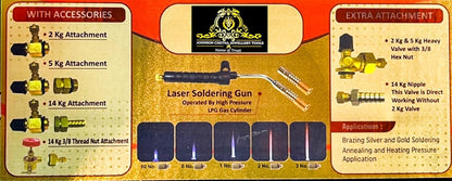 Johnson Tools Pin Point Soldering Mini Flamethrower Torch For Gold Jewellery Soldering, Repairing with 2 Attachments Can used with 2/5/14 kg LPG Cylinder