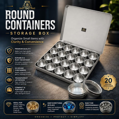 Johnson Tools Multi Utility 20 Removable Round Small Aluminum Containers or Storage Box Organizer