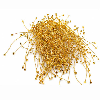 Johnson Tools Round Headed Ball Pins (Brass) for Jewellery Making and Beading