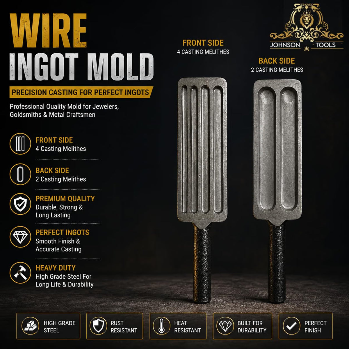Johnson Tools Casting Sefar Wire Strip Ring Ingot Mold /Dhali reja/Dhalni 6 Sizes for Melting Casting Gold Silver Copper Aluminum Brass (Size - 6")