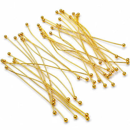 Johnson Tools Round Headed Ball Pins (Brass) for Jewellery Making and Beading