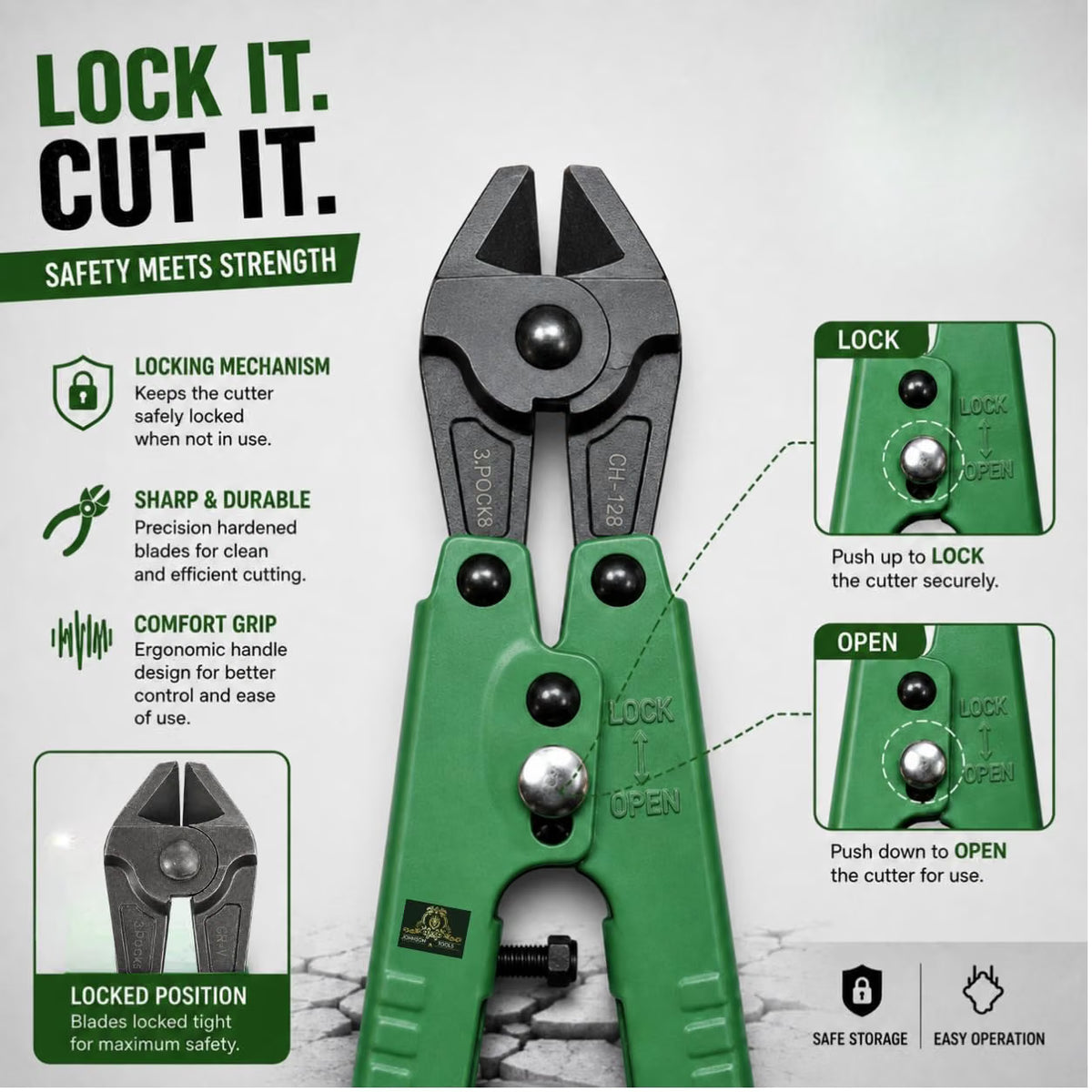 Johnson Tools 8" Green Nipper Metal Casting Tree Cutter Multipurpose for Jewellery Making and Repair, Metalsmith, Model Making, Hobby Crafts DIY Diagonal Plier