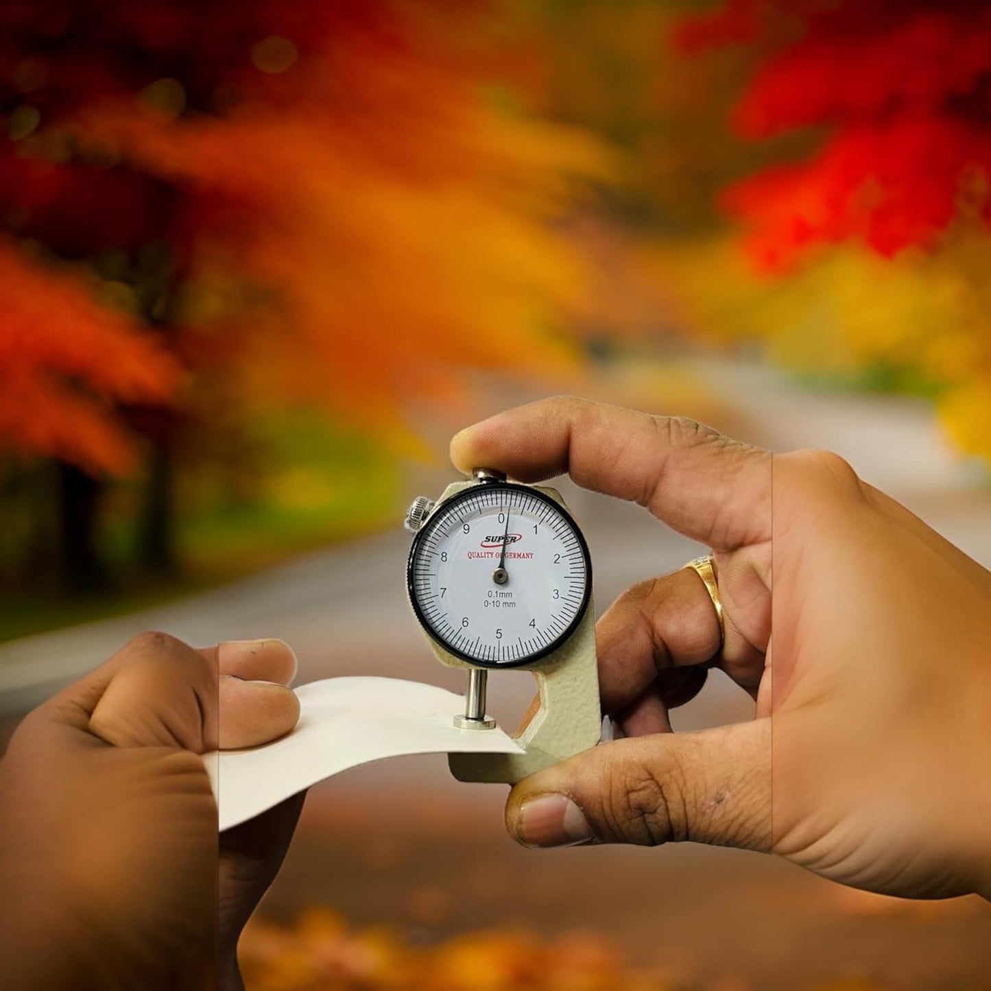 Johnson Tools Dial Thickness Gauge Meter (0.1mm to 10mm Measuring Tool) Flat Pocket Feeler Gauge for Metal, Paper, Jewelry. Precision Tool for Workshop Uses