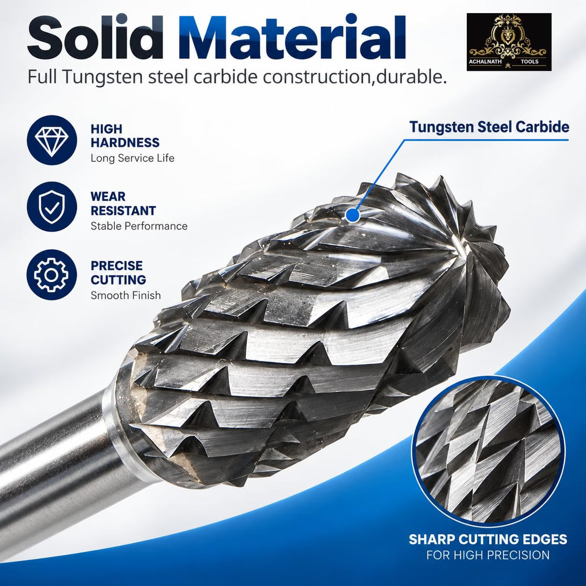 Johnson Tools Carbide Drill Bits/Burs (2.35X2.35mm) for Jewellery Making, Dental Grinding, Carving or Other Multi purpose Works (Set of 10 Bits)