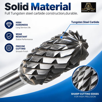 Johnson Tools Carbide Drill Bits/Burs (2.35X2.35mm) for Jewellery Making, Dental Grinding, Carving or Other Multi purpose Works (Set of 10 Bits)
