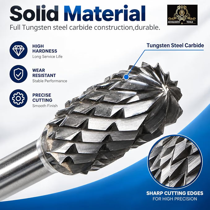Johnson Tools Carbide Drill Bits/Burs 6X2.35mm for Jewellery Making, Dental Grinding, Carving or Other Multi purpose Works (Set of 10 Bits)
