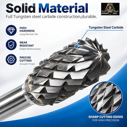 Johnson Tools Carbide Drill Bits/Burs 6X2.35mm for Jewellery Making, Dental Grinding, Carving or Other Multi purpose Works (Set of 10 Bits)