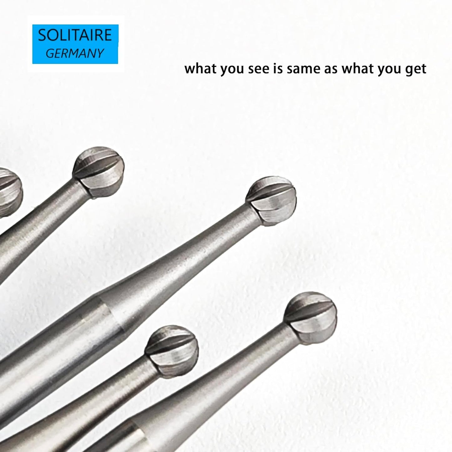 Johnson Tools German Round Solitaire Burs for Gold and Silver Jewellery Making Works (Pack of 6, 0.8mm to 2.3mm)