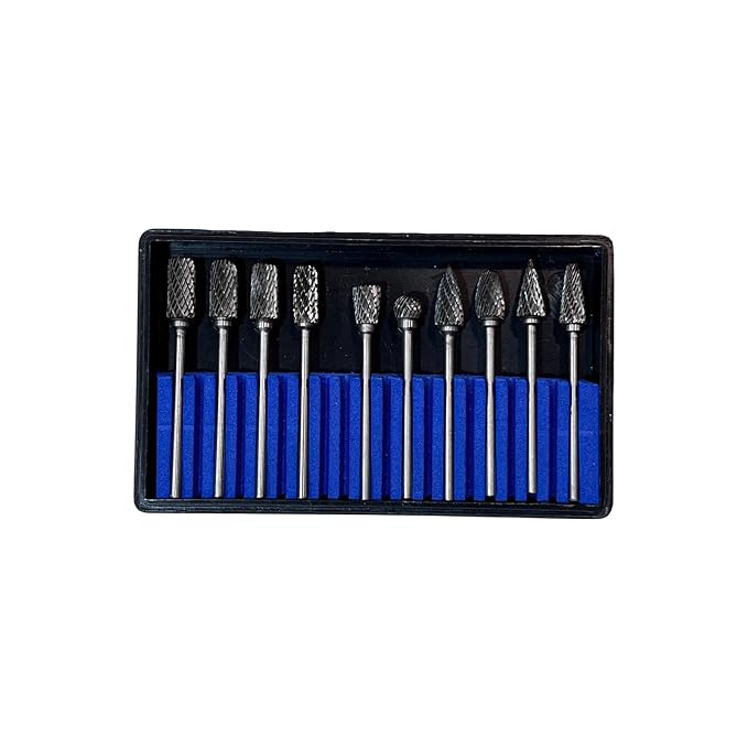 Johnson Tools Carbide Drill Bits/Burs 6X2.35mm for Jewellery Making, Dental Grinding, Carving or Other Multi purpose Works (Set of 10 Bits)