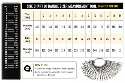 Johnson Tools Handy Brass Bangle Sizer for Measuring Hand or Bangle Size No 1 to 27 (Chrome)