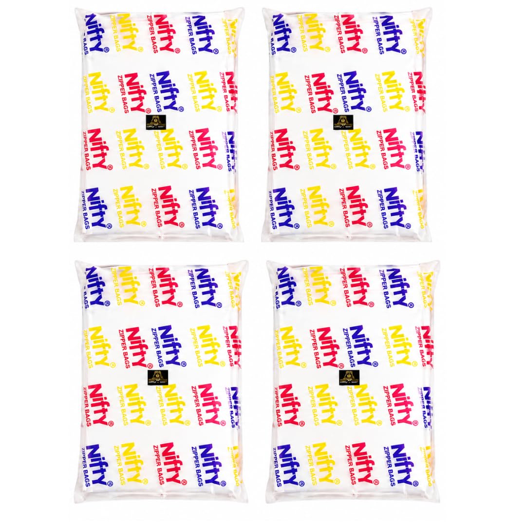 Johnson Tools Nifty 51+ Micron Transparent Zip Lock Bags 4x5 Inch Pack of 300 Reusable Plastic Storage Pouches for Beads Jewellery Parts and Small Items