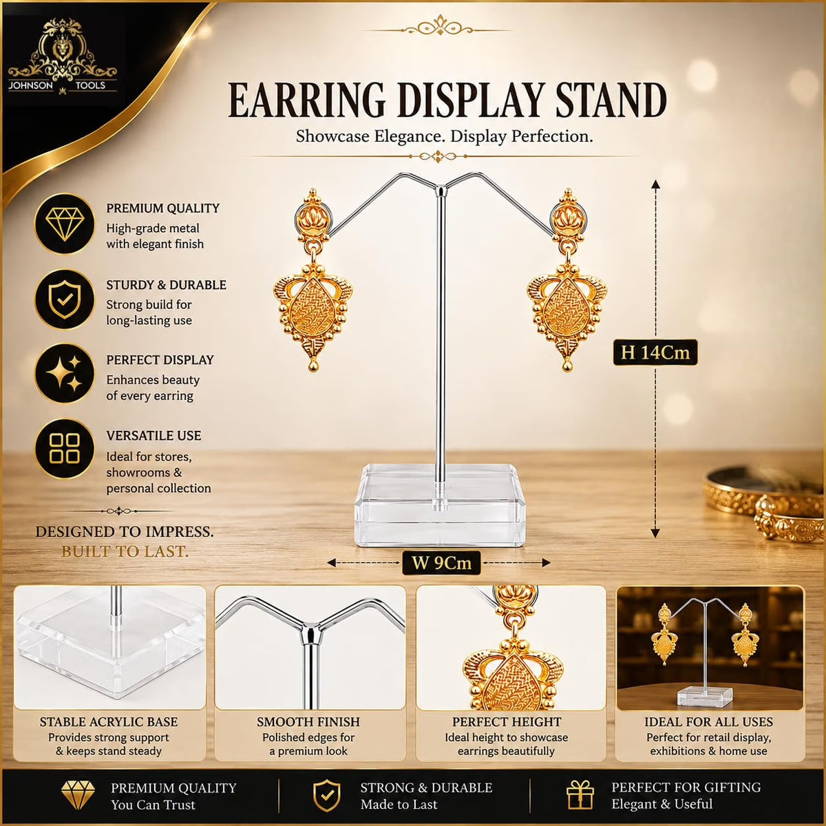 Johnson Tools Metal Earring Stand Holder For Showcasing Ear-ring Jewelry
