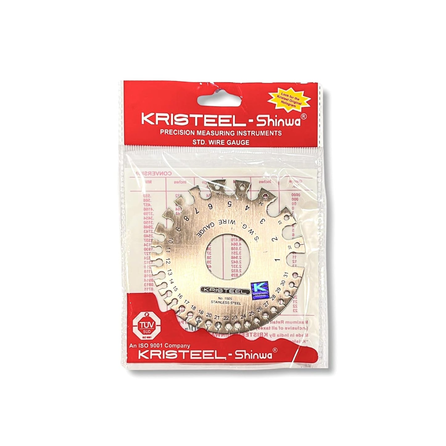 Johnson Tools Kristeel Precision S.W.G. Measuring Wire Gauge Round (Silver)