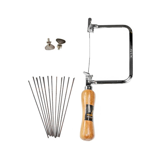 Johnson Tools Aven jewelers Hand Saw Frame with 120pcs of Blades and 2 Extra Adjustable Thumb Screws for Gold, Platinum, Silver and Other Metal Cutting Works