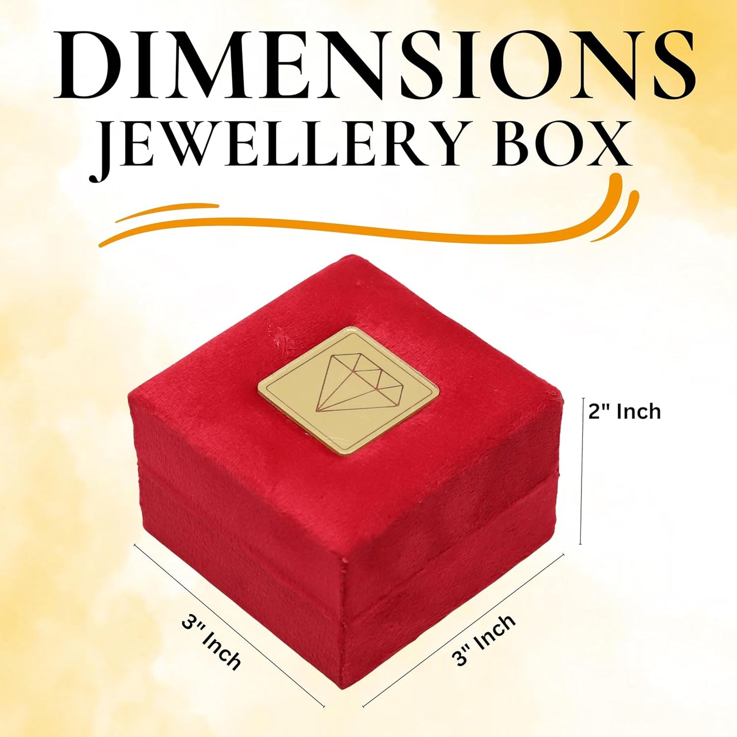 Johnson Tools Premium Ring Velvet Box (Red) with Automatic Lights for Gold and Silver Rings (size 3X3 inches)