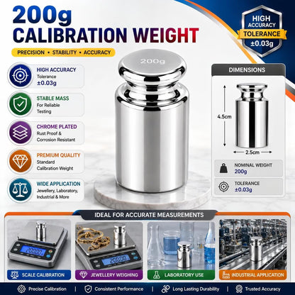 Johnson Tools Steel Weight 200WGT Carbon Steel For Calibration Digital Scale With Chrome Finish