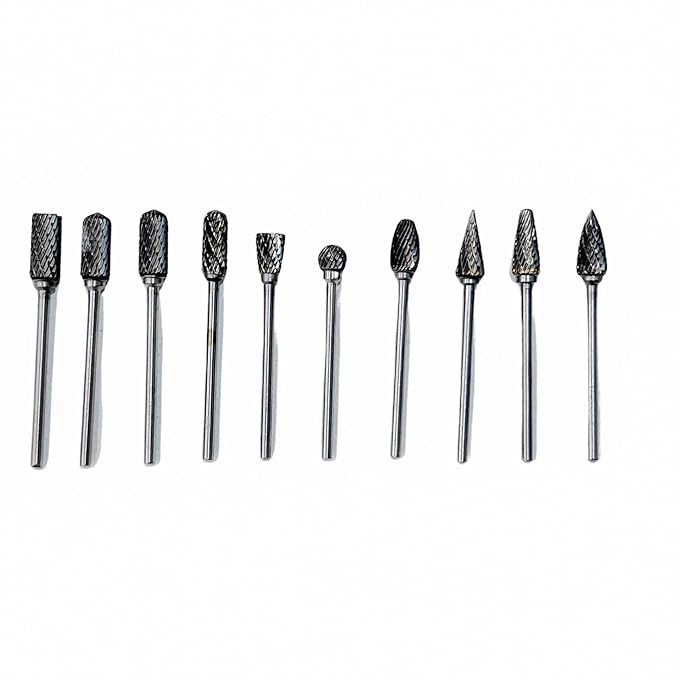Johnson Tools Carbide Drill Bits/Burs 6X2.35mm for Jewellery Making, Dental Grinding, Carving or Other Multi purpose Works (Set of 10 Bits)