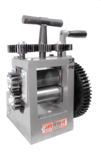 Johnson Tools Changable Roller 3" Chapai/Chex/Line Design Rolling Mill Machine for Meena Works, Jewelers and Metalsmiths