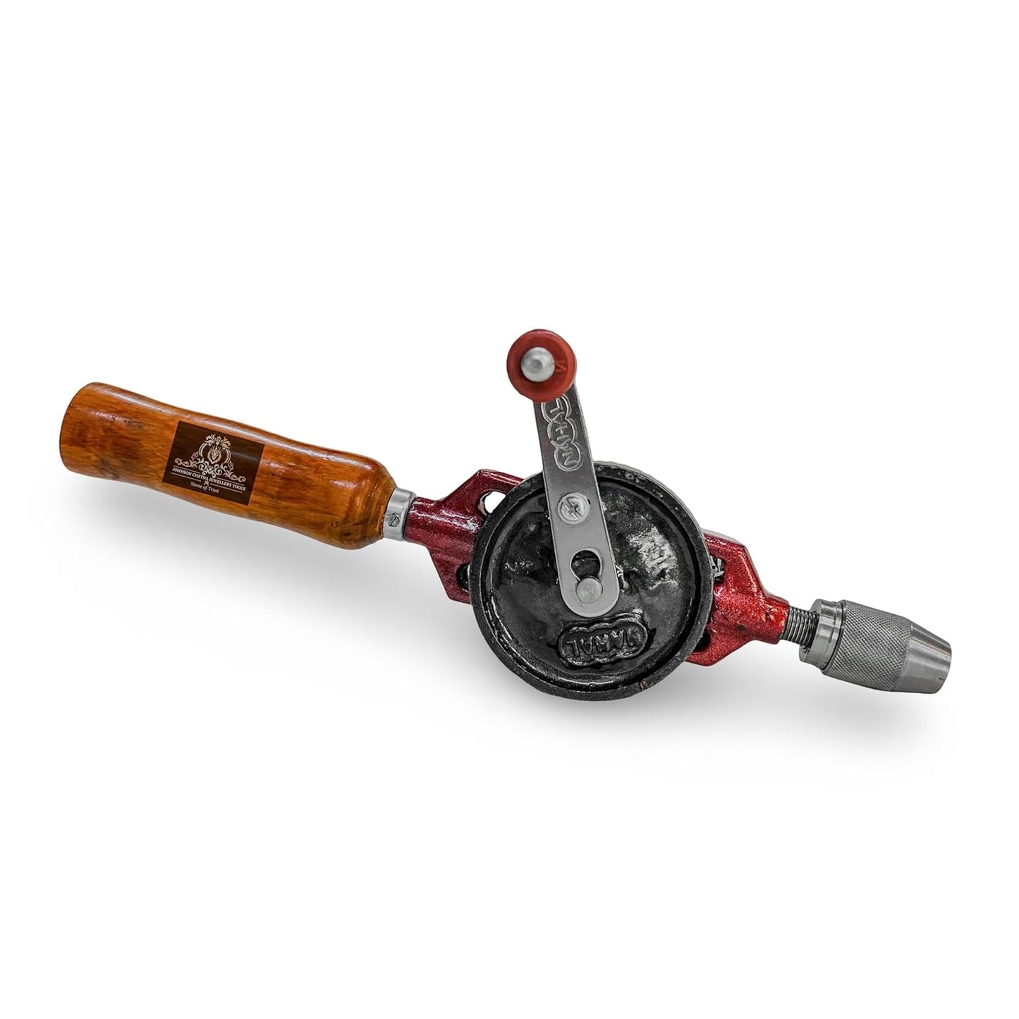 Johnson Tools Nahal 1/4'' Hand Drill Machine with Wooden Handle (Color - Red, Size - 6mm)