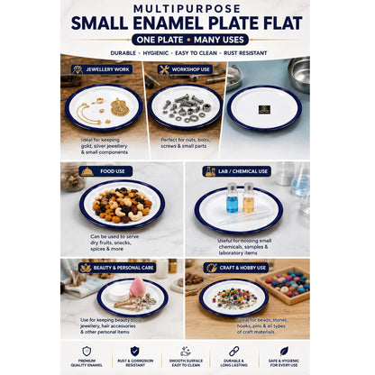 Johnson Tools Small Enamel Plate/Enamelware Plate (Flat) for Gold and Silver Jewellery, Surgical and Food Works