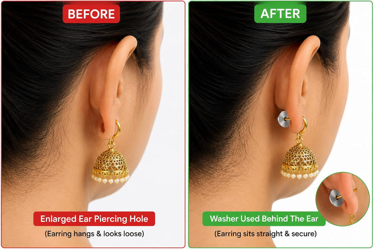 Johnson Tools Flat Metal Ear Back Stoppers Push Buttons Findings Stud Earring Plugs for Gold and Silver Earrings