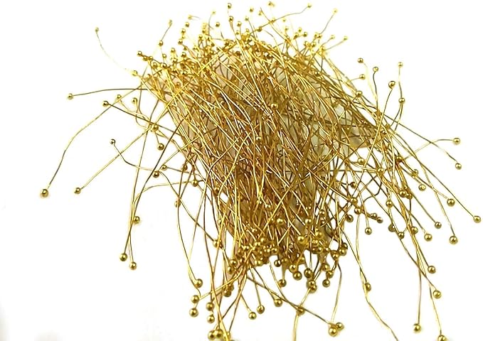 Johnson Tools Round Headed Ball Pins (Brass) for Jewellery Making and Beading