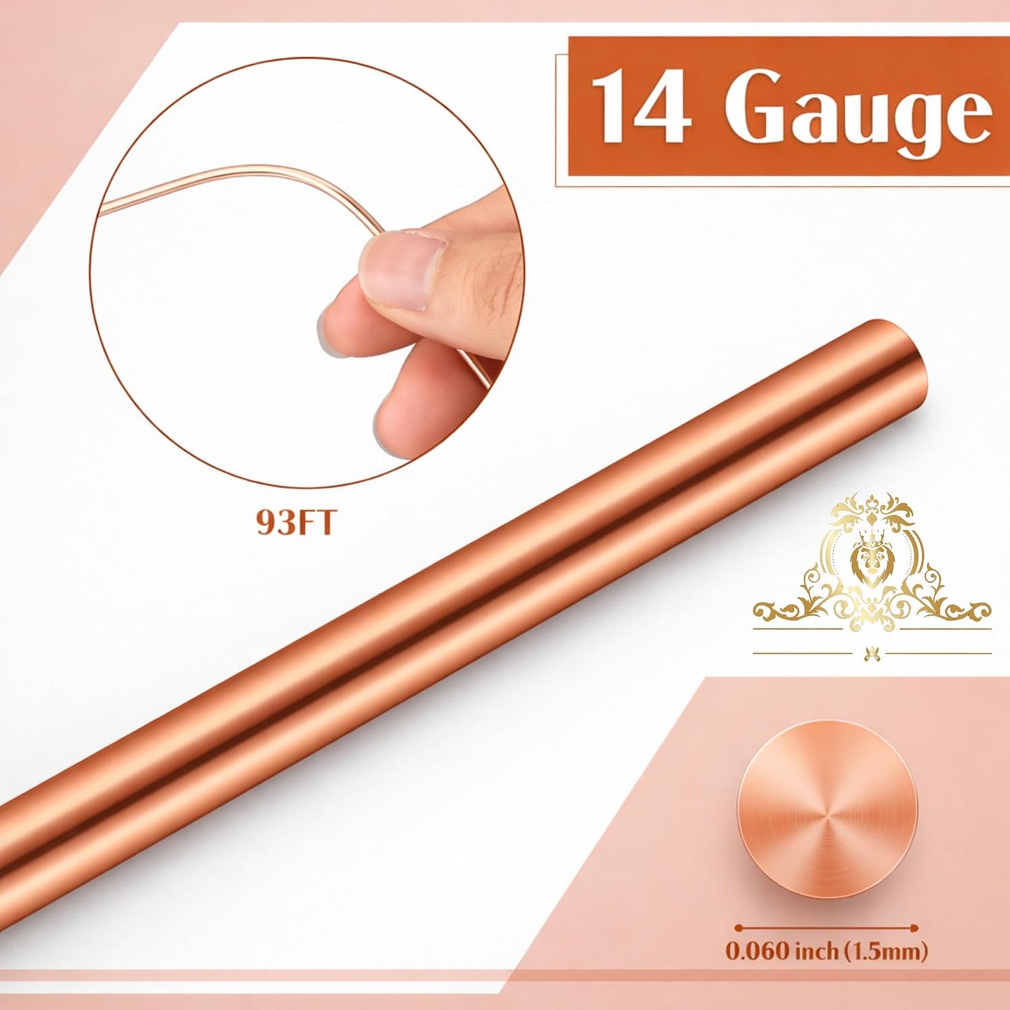 Johnson Tools Pure Shiny Bare Copper Wire of 14 Gauge (2.30 mm) for Jewellery Making, Beading Wire, Craft Work, Earthing, Flower Making, Hobby Crafts and School Crafts Project (5.15 meters approx)