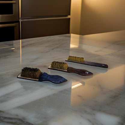 Johnson Tools Hard Wire Brass Brushes with 6 Line, 12Line, 14 Line Bristle for Silver Jewellery Cleaning and Washing (Set of 3 Pieces, Colour - Blue)