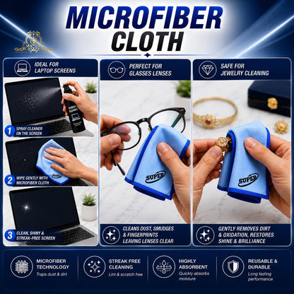 Johnson Tools Microfiber Cloth Lint Free Cleaning for Diamonds, Gemstones, Semi-Precious Stones, Watches, Camera Lens | Eyeglass | Laptop Screen and Gold, Silver, Platinum Jewellery (Pack of 3)