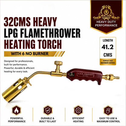 Johnson Tools Colambia 32cms Heavy LPG flamethrower Heating Torch Gun with 6no Burner