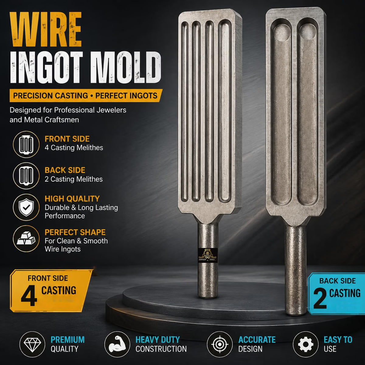 Johnson Tools Casting Sefar Wire Ingot Mold/Dhali reja 6 Sizes for Melting Casting Gold Silver Copper Aluminum Brass (Size - 8")