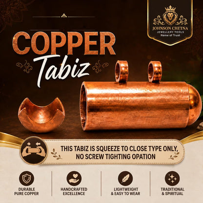 Johnson Tools Solid Copper Plain Tabiz (Madliya) for Women Men and Children (Cylinder Shape, Size 1 inches)