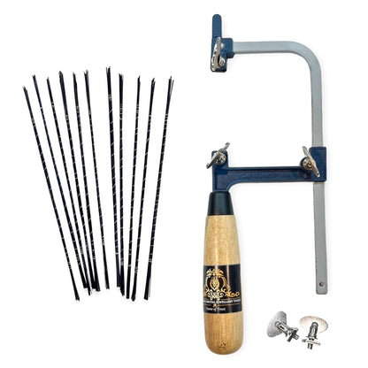 Johnson Tools Adjustable Coping Hand Saw with 120 Piece Blades For Gold and Silver and Other Art n Craft Use (75mm Inner Height), Hand powered