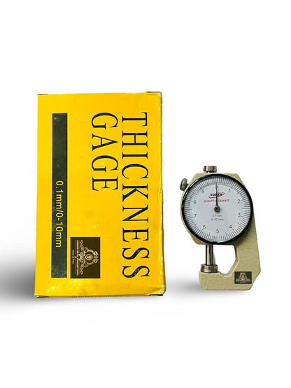 Johnson Tools Dial Thickness Gauge Meter (0.1mm to 10mm Measuring Tool) Flat Pocket Feeler Gauge for Metal, Paper, Jewelry. Precision Tool for Workshop Uses