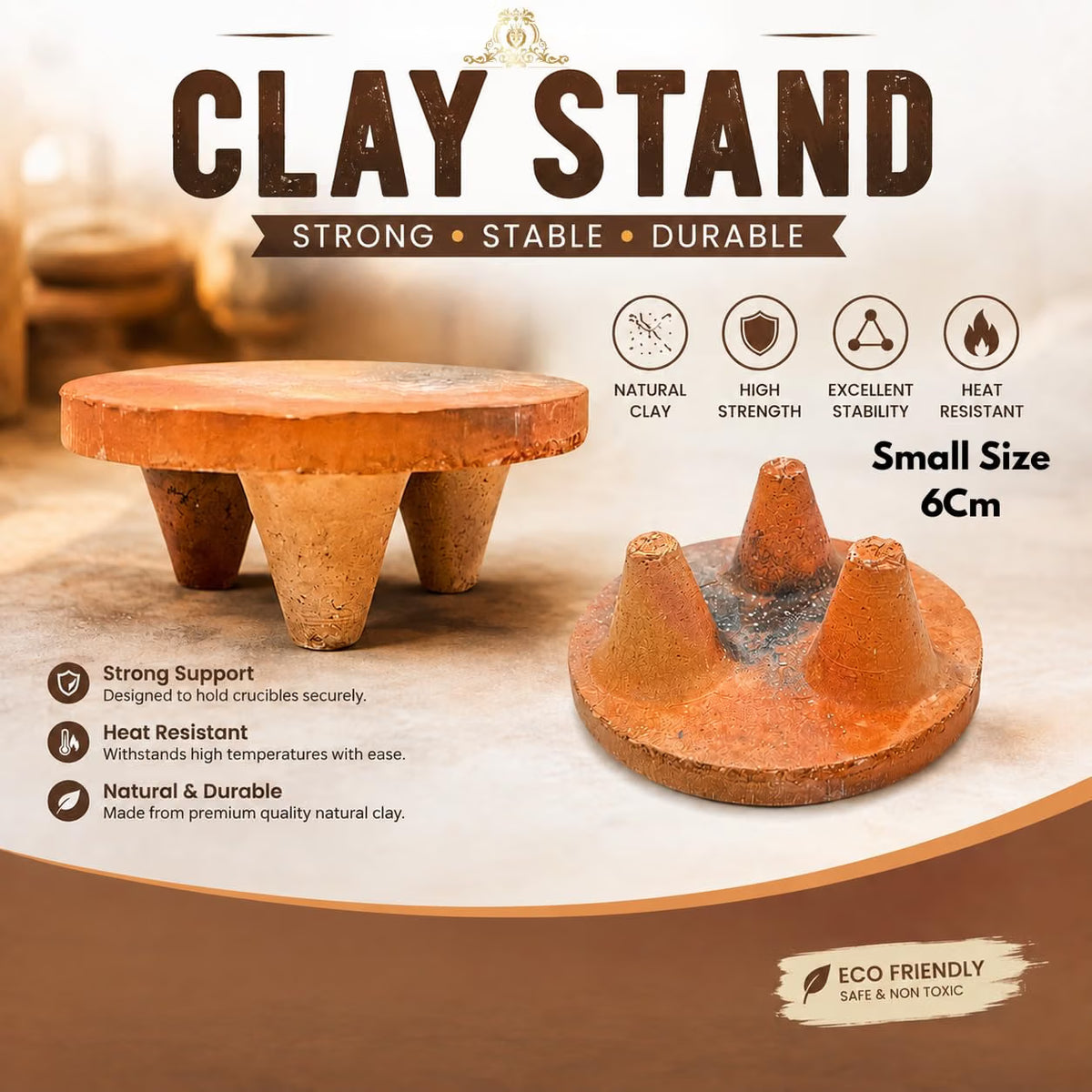 Johnson Tools Clay Stand/Desi Mitti Stand for All Type of Industrial Crucibles (Pack of 5) (Small (6 cm))