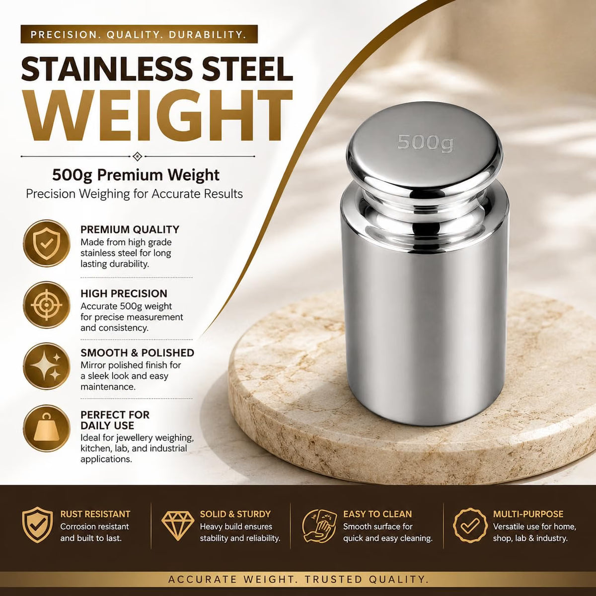 Johnson Tools 500WGT Iron Calibration Weight Scale with Chrome Finish for Scale Calibratios, Item Weighting