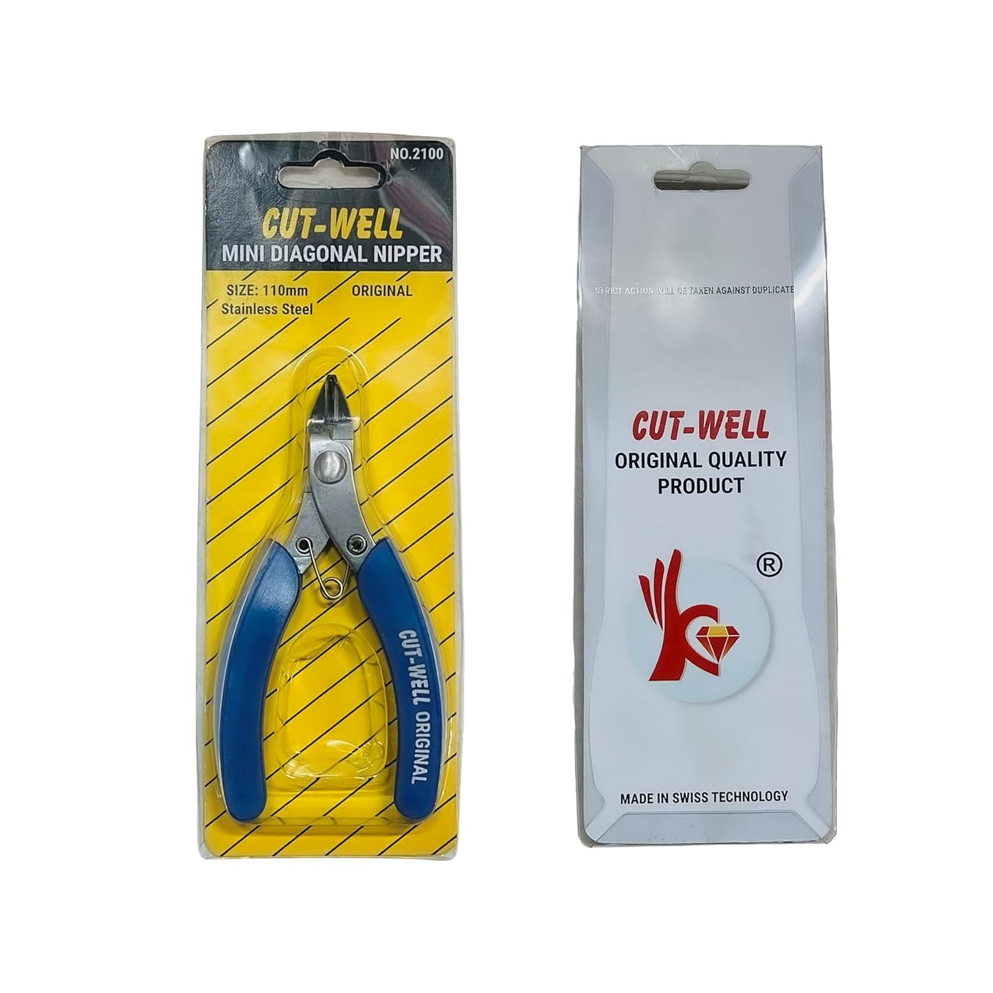 Johnson Tools Original Cut Well Stainless Steel Diagonal Cutter, Nipper, Plier (blue handle, Size-110mm)