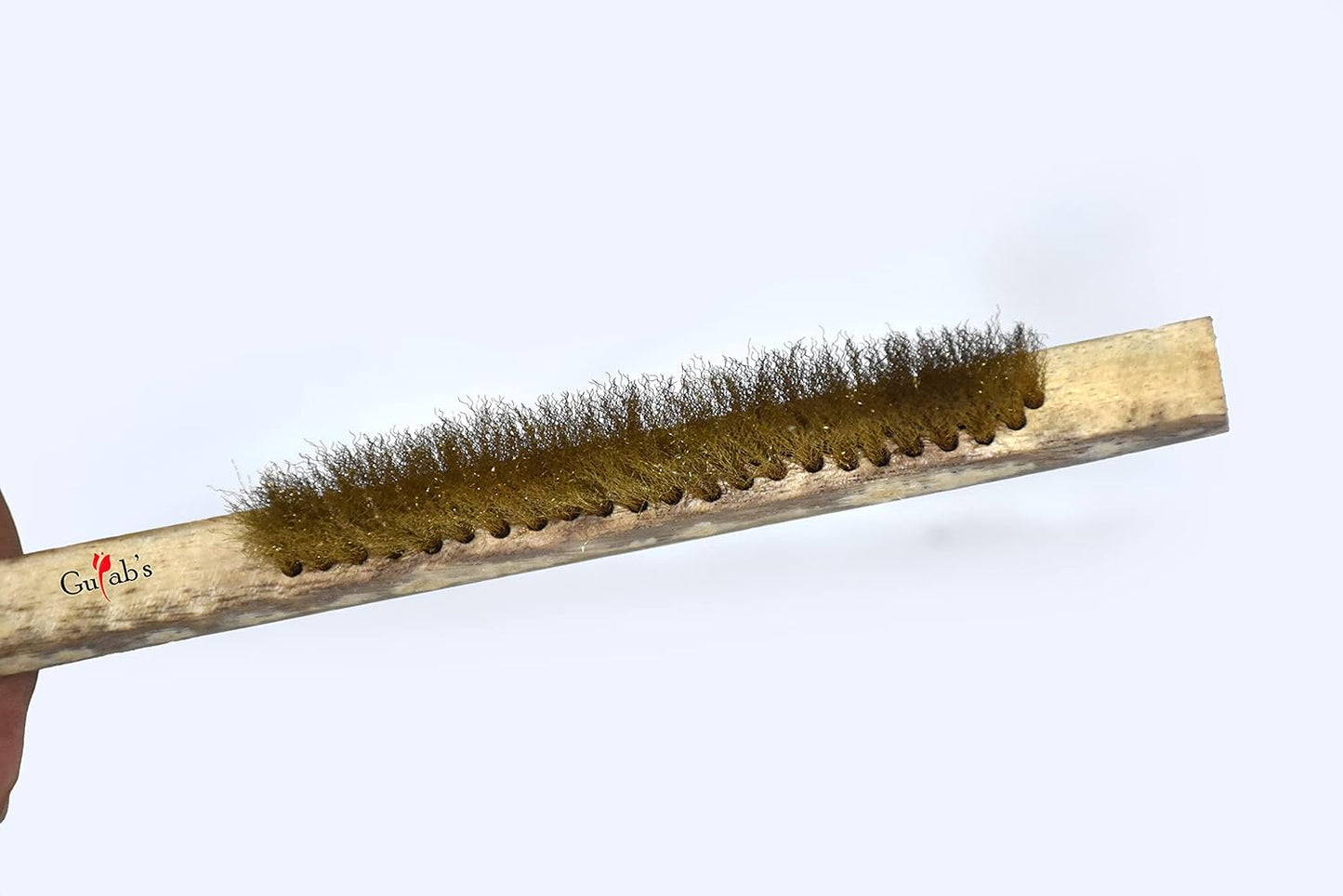 Johnson Tools 3 Line Brass Wire Brush With Wooden Handle Scratch Brush Professional Approx 10" 6 Pcs Set (Brushing Size Approx 3.8'') Multipurpose for Cleaning, Polishing, Jewellery Cleaning, Rust Removal, Etc