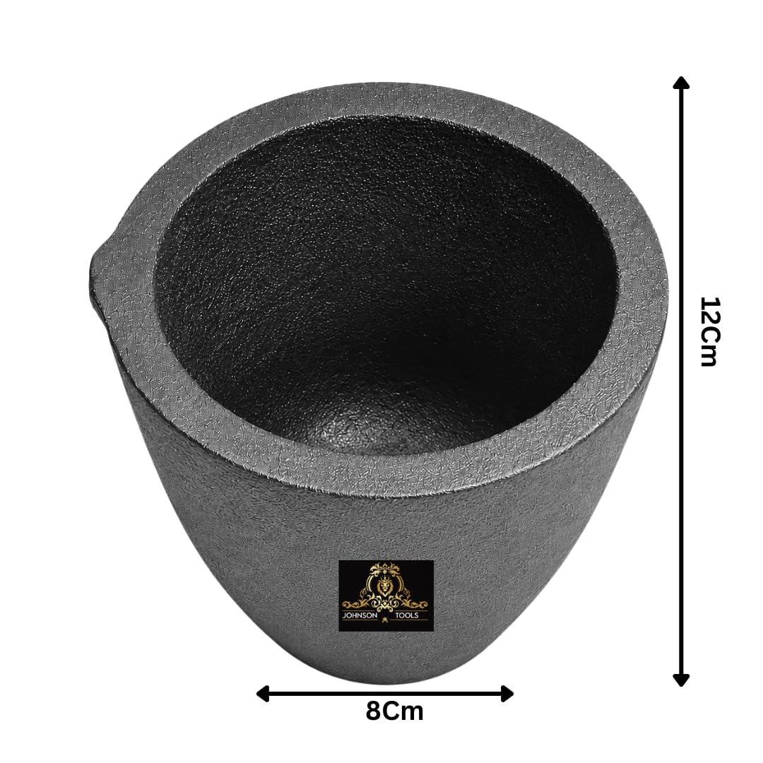 Johnson Tools Clay Graphite Crucible Pot 2no (3kg Capacity) for High Temperature Melting, Casting Refining Gold, Silver, Copper, Brass and Aluminium Metal - Electric or Gas Furnace