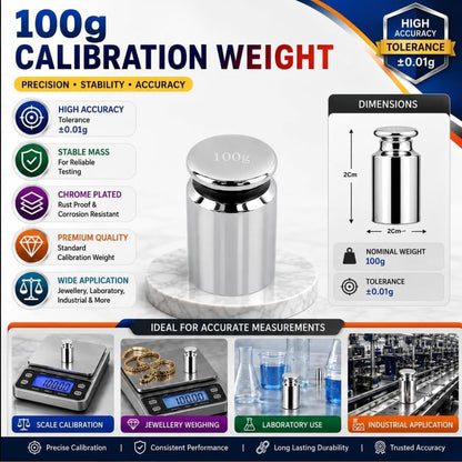 Johnson Tools 100WGT Iron 100gm Mster Calibration Weight Scale with Chrome Finish