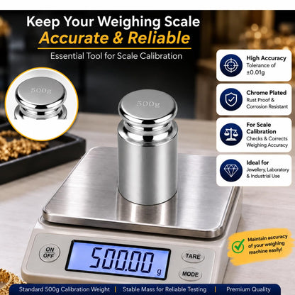 Johnson Tools 500WGT Iron Calibration Weight Scale with Chrome Finish for Scale Calibratios, Item Weighting