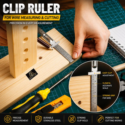 Johnson Tools Stainless Clip Ruler with Detachable Clip For Depth Gauge Metric and English Measurement Works, Size - 6" or 150mm