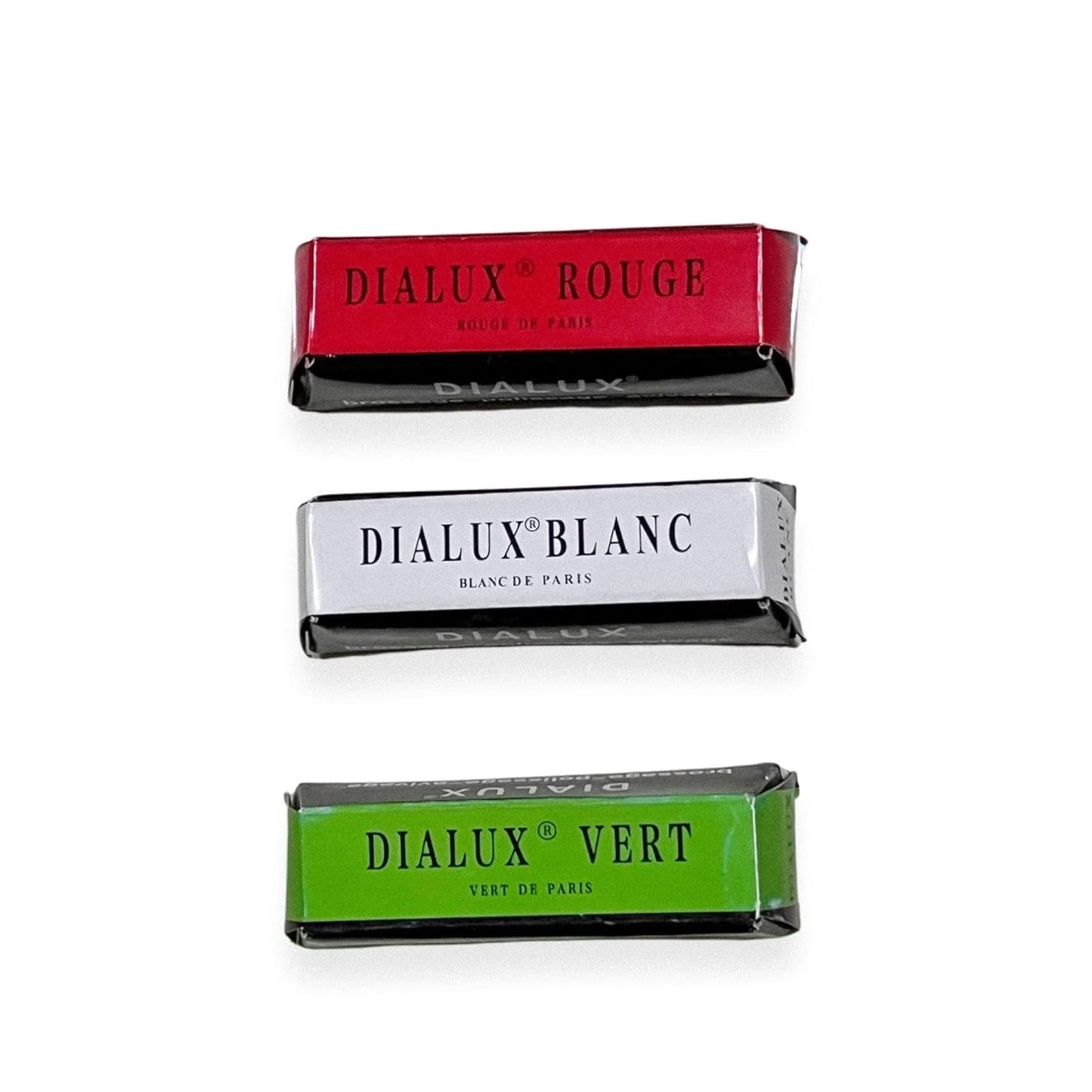 Johnson Tools Red Green and White High Polish Rouge Bar used White Gold, Platinum and Harder Metals for Final Polishing Process for Jewellery Making and Repair, Watchmaking or Other Metals (Pack of 3)