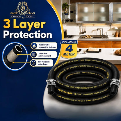 Johnson Tools Dunlup LPG Rubber Hose Gas Pipe (is Mark) for High Pressure Works (Not for Domestic Use)