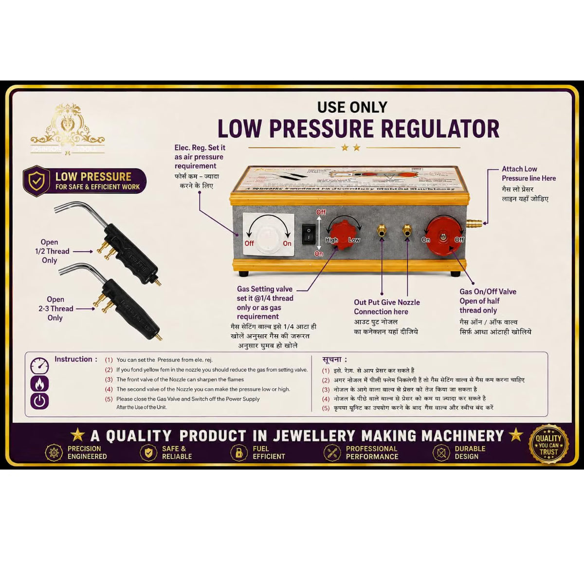 Johnson Tools Single Gas Gun Box/Gas Gun Single Line Box/Soldering Torch With Steel Nozzle For Gold and Silver Jewellery Metal Repair and Weld