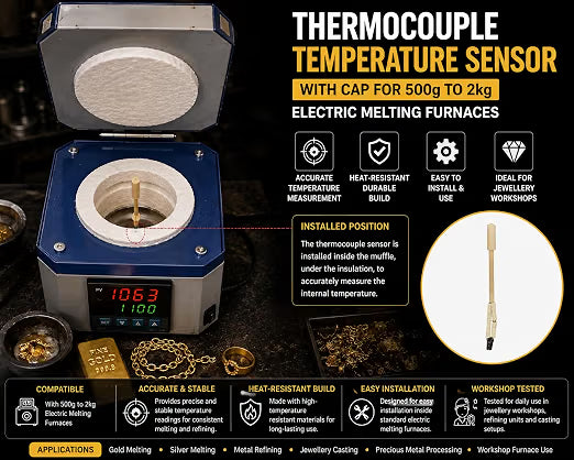 Johnson Tools Thermo Couple Sensor of Standard Electric Melting Furnace of 500gm,1 kg, 2kg Capacity (With Cap)